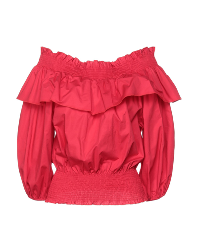 Shop Liu •jo Woman Top Red Size 6 Cotton, Elastane