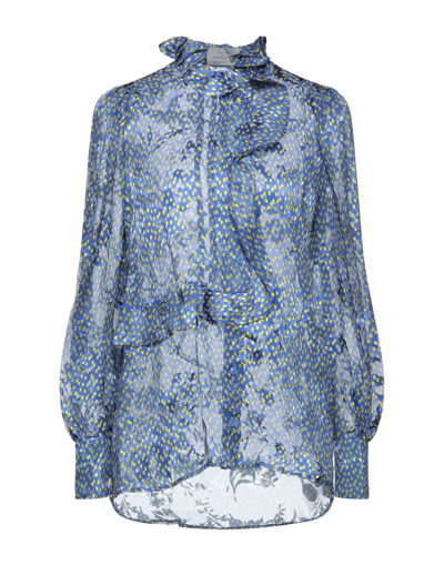 Shop Preen By Thornton Bregazzi Woman Shirt Azure Size M Viscose, Silk In Blue