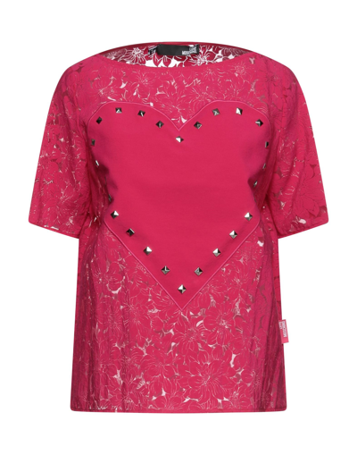 Shop Love Moschino Woman T-shirt Fuchsia Size 4 Viscose, Polyamide In Pink