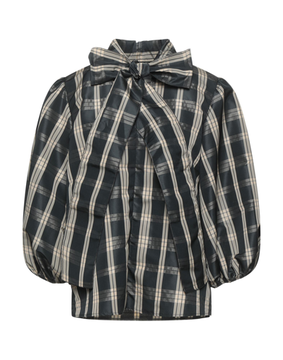 Red Valentino Redvalentino Luminescent Tartan Blouse In Grey