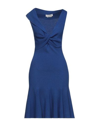Shop Alexander Mcqueen Woman Mini Dress Blue Size S Wool