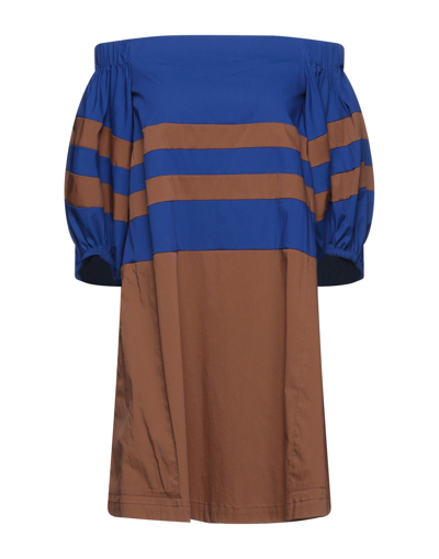Shop Semicouture Woman Mini Dress Blue Size 6 Cotton, Polyamide, Elastane
