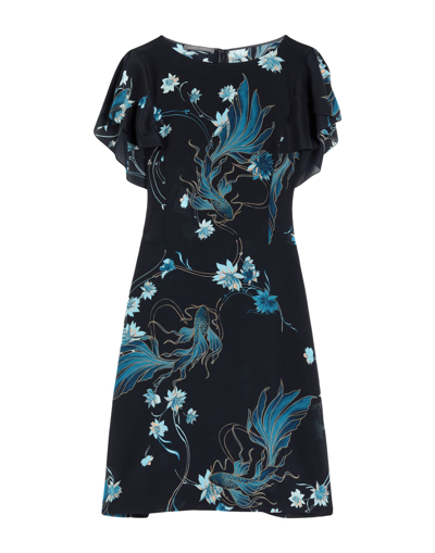 Shop Alberta Ferretti Woman Midi Dress Midnight Blue Size 12 Silk In Dark Blue
