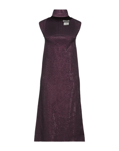 Shop Bottega Veneta Woman Midi Dress Deep Purple Size 6 Viscose, Polyester, Polyamide, Elastane, Glass