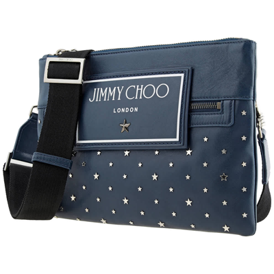 Shop Jimmy Choo Kimi Star Studded Crossbody Bag In Indigo/silver