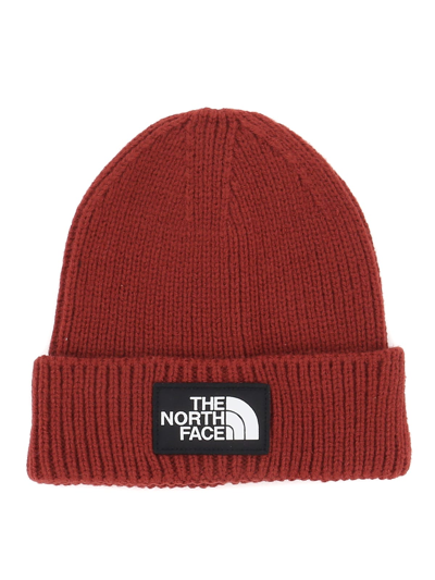 Shop The North Face Tnf Logo Box Cuffed Beanie In Brick House Red