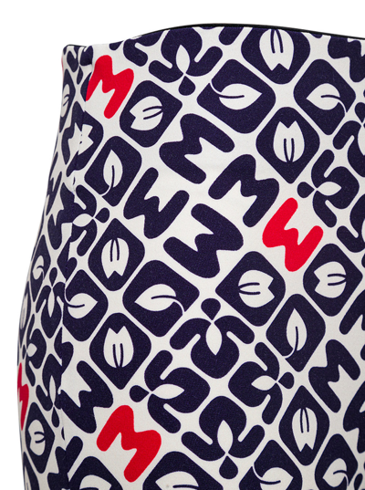 Shop Moncler White And Blue Leggigns With Allover Print In Multicolor