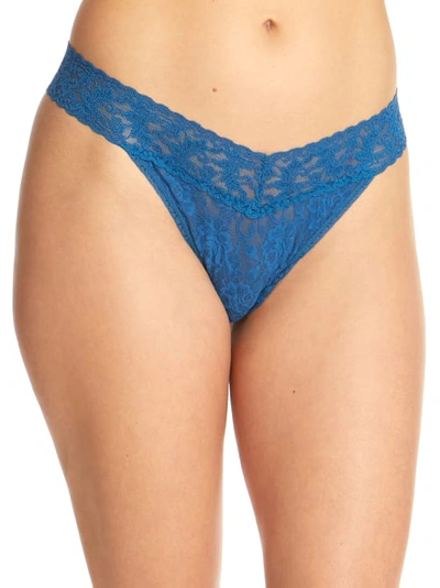 Shop Hanky Panky Signature Lace Original Rise Thong In Beguiling Blue