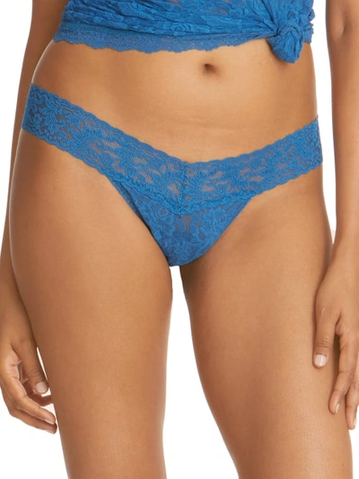 Shop Hanky Panky Signature Lace Low Rise Thong In Beguiling Blue