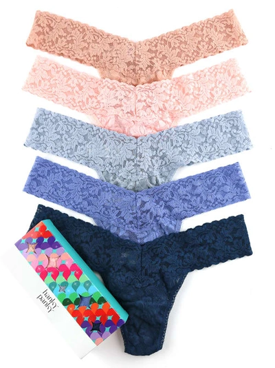 Shop Hanky Panky Signature Lace Low Rise Thong 5-pack In Assorted Neutrals