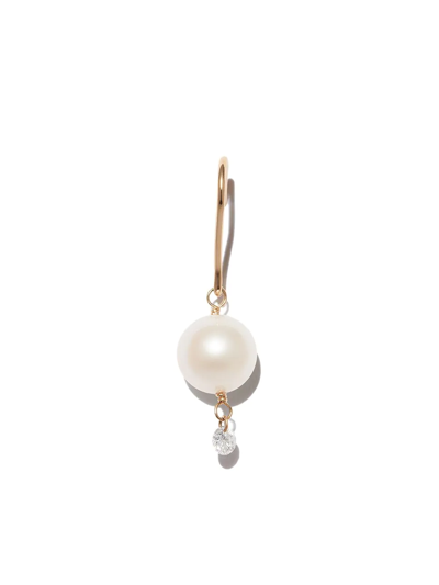 Shop Persée 18kt Yellow Gold Rain Song Pearl And Diamond Drop Earring