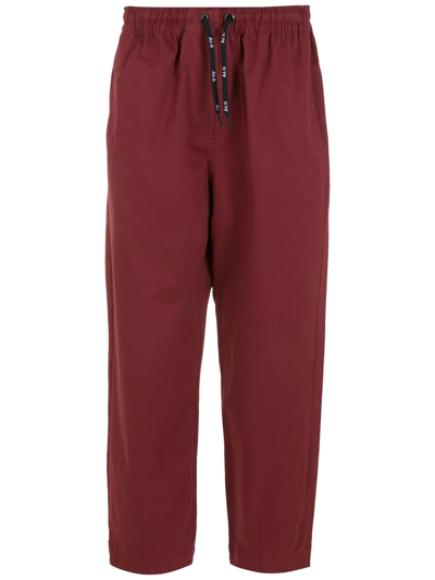 Shop Àlg Elasticated Waistband Tapered Trousers In Red