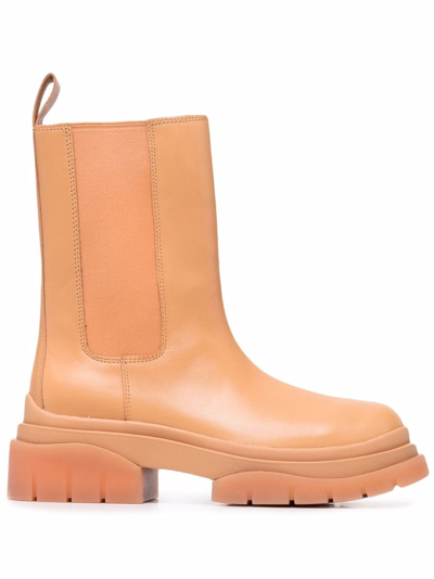 Shop Ash Storm Chunky-sole Leather Boots In Nude