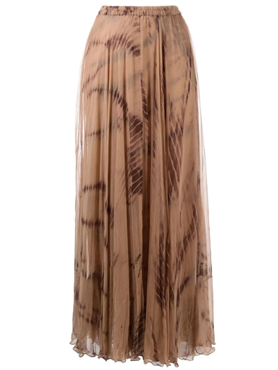 Shop Mes Demoiselles Tie-dye Pattern Pleated Skirt In Braun