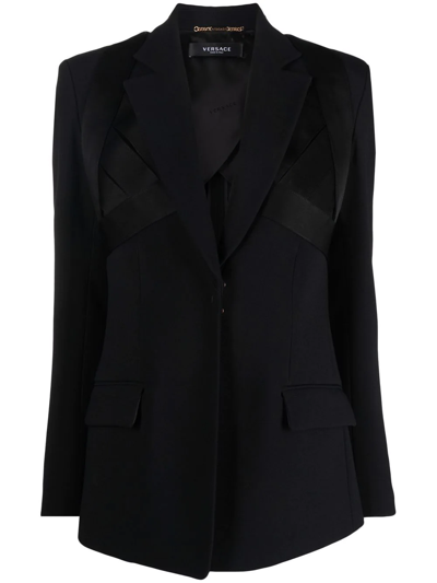 Versace Woman Blazer Black Size 12 Virgin Wool In Schwarz