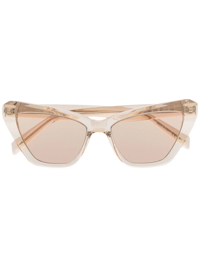 Shop Saint Laurent Cat-eye Frame Sunglasses In Nude
