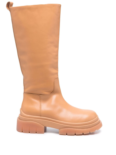 Shop Ash Mustang Leather Boots In Nude