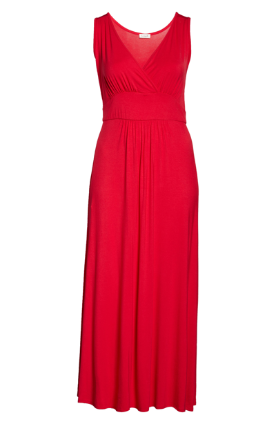 Shop Loveappella Surplice Maxi Dress In Red