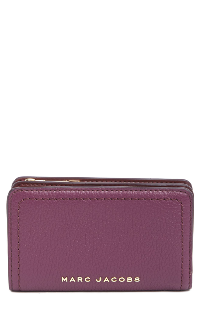 Shop Marc Jacobs Topstitched Compact Zip Wallet In Prune