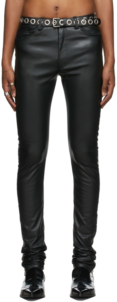 Shop Theophilio Ssense Exclusive Faux-leather Skinny Trousers In Black