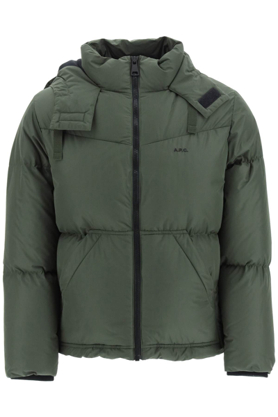 Shop Apc Hugo Short Down Jacket In Green