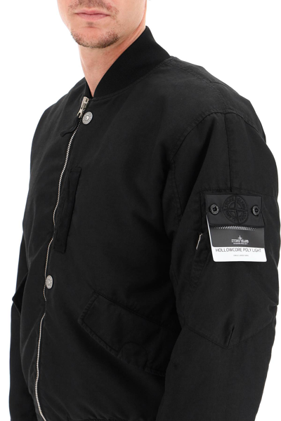 Shop Stone Island Shadow Project Hollowcore Poly Light Bomber Jacket In Black