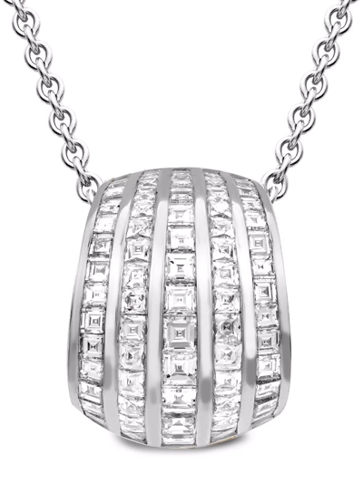 Shop Pragnell 18kt White Gold Manhattan Five Row Diamond Pendant Necklace In Silber