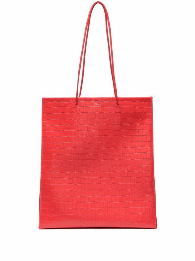 Medea Crocodile Effect Tote Bag In Rot