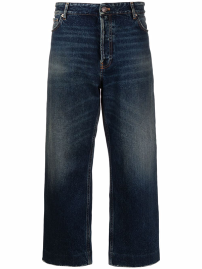 Shop Balenciaga Cropped Wide-leg Jeans In Blau