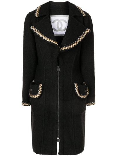Pre-owned Chanel 2006 Sports Line Zip-up Coat In Black