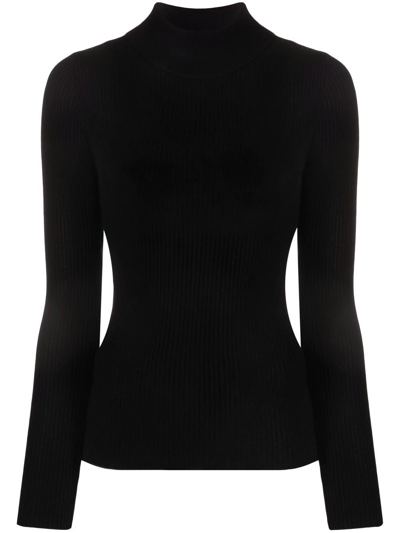 Shop Patrizia Pepe Intarsia-logo Knit Top In Black