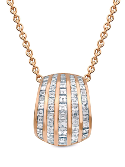 Shop Pragnell 18kt Rose Gold Manhattan Classic Five Row Diamond Pendant Necklace In Pink