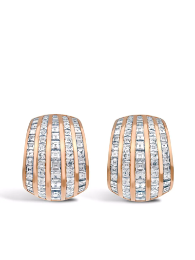 Pragnell 18kt Rose Gold Manhattan Classic Diamond Huggie Earrings In Pink