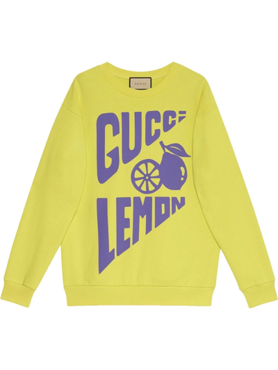 Shop Gucci Logo-print Long-sleeve Sweatshirt In Yellow