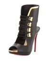 CHRISTIAN LOUBOUTIN Troubida Lace-Front Red Sole Pump, Black