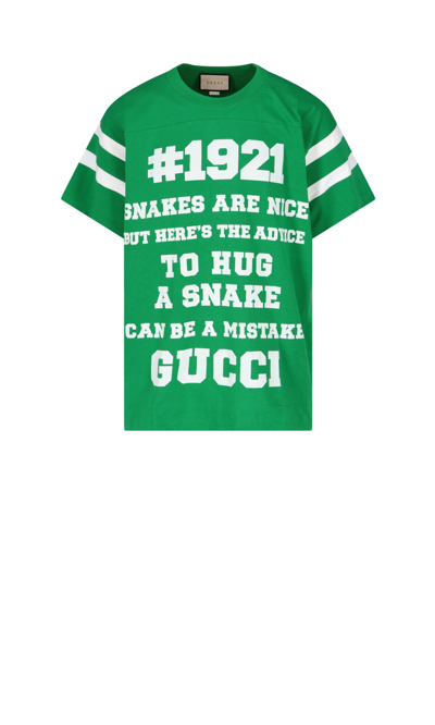 Shop Gucci "to Hug A Snake" T-shirt In Green