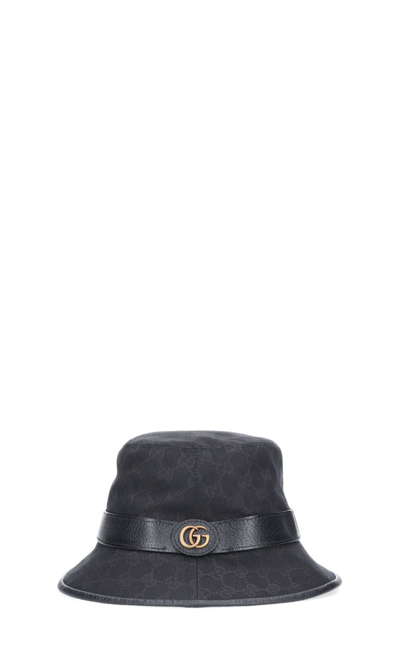 Shop Gucci 'gg' Canvas Fedora In Black