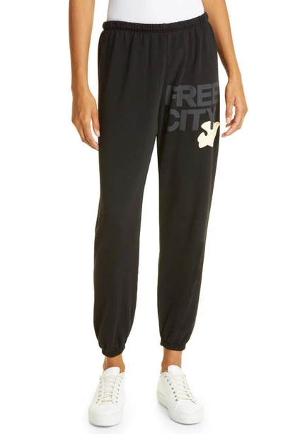 Shop Freecity Large Logo Sweatpants In Blackspace