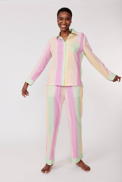 Olivia Rubin Peggy Striped Cotton-poplin Pyjama Set In Multi | ModeSens