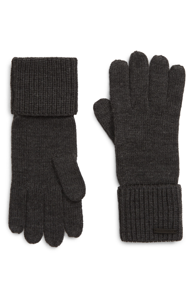 Shop Allsaints Cuffed Knit Gloves In Charcoal