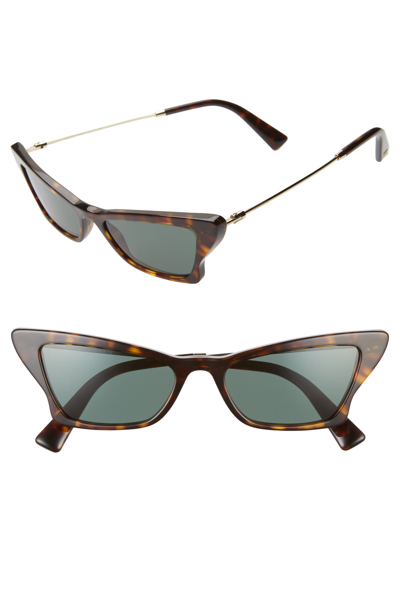 Shop Valentino 53mm Cat Eye Sunglasses In Havana/ Gold/ Green Solid