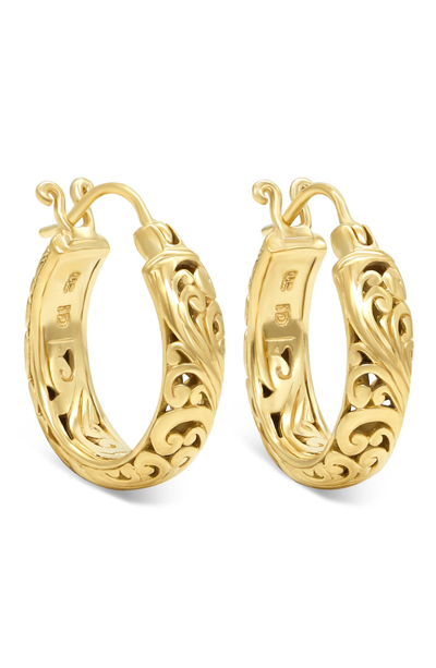 Shop Devata 18k Yellow Gold Plated Sterling Silver Bali Hoop Earrings