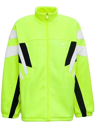 Shop Balenciaga Sporty Brushed Fleece Tracksuit Jacket In Yellow