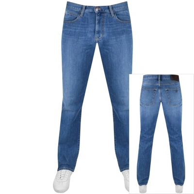 Shop Armani Collezioni Emporio Armani J21 Regular Jeans Light Wash Blue