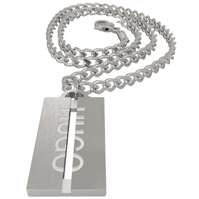 Shop Hugo E Cut Stainless Steel Necklace Silver