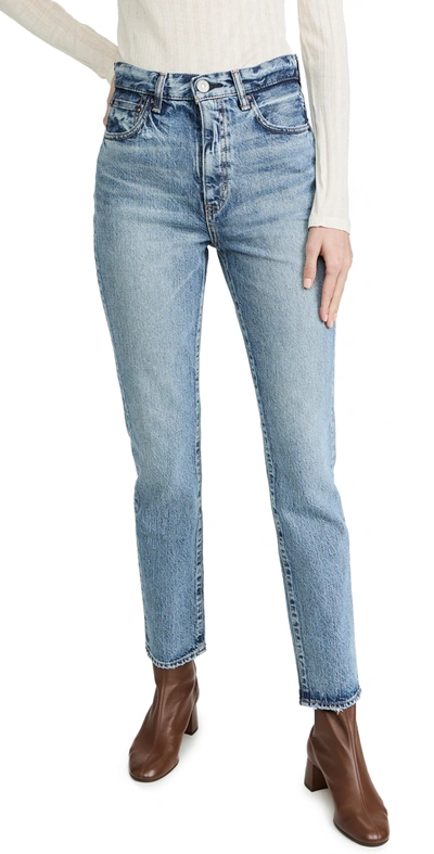 Shop Moussy Vintage Mv Lombard Slim Straight Jeans In Blu