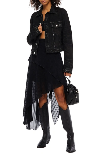 Shop Amiri Asymmetric Layered Fil Coupé Silk-chiffon Skirt In Black
