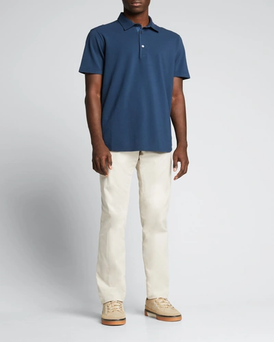 Shop Loro Piana 3-button Cotton Polo Shirt In W594 Eclipse Dyed