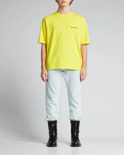 Shop Balenciaga Men's Copyright Logo T-shirt In Yellow/bla