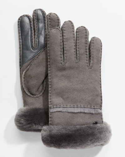 Shop Ugg Seamed Touchscreen Shearling-lined Gloves In Black